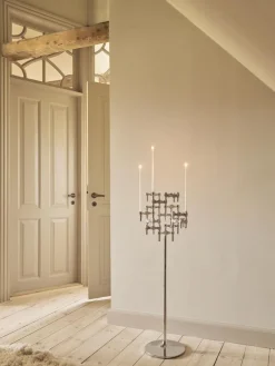 Quist candle holder set with 3 pcs - brushed chrome