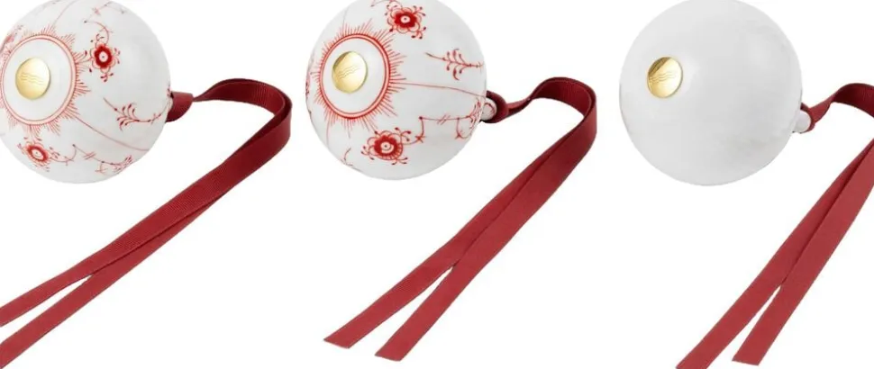 Rød julekugler, 3 stk.