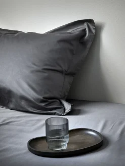 Satin pudebetræk stålgrå