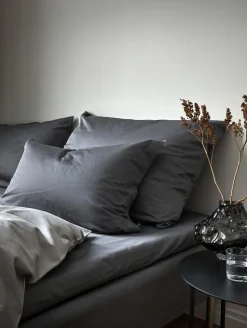 Satin pudebetræk stålgrå
