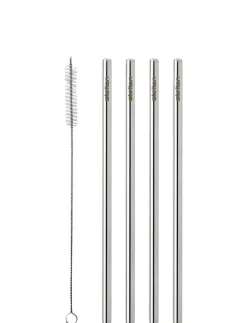 Stelton genanvendelige sugerør 4 Stk steel