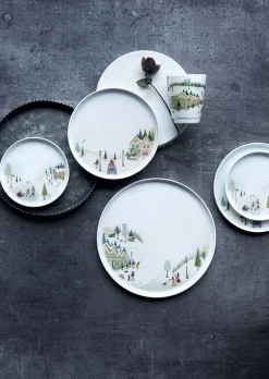 Tallerken flad lige kant Vinter 20 cm Hvid Ovnfast porcelæn