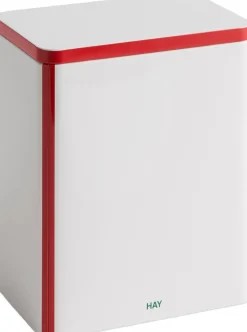 Tin Container-Large-Off-white and red