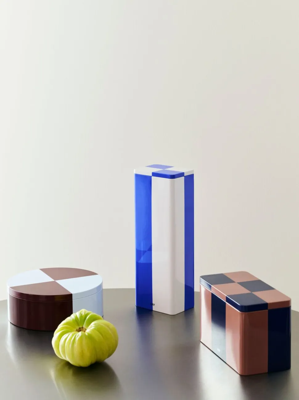 Tin Container-Round-Burgundy and ice blue