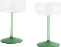 Tint Coupe Glass-Set of 2-Clear, jade light green and jade dark green