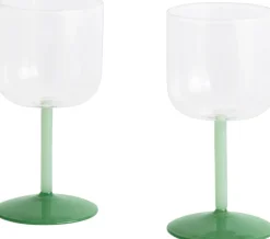 Tint Wine Glass-Set of 2-Clear, jade light green and jade dark green