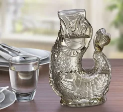 Vandkaraffel fisk, beige, glas, NEMO